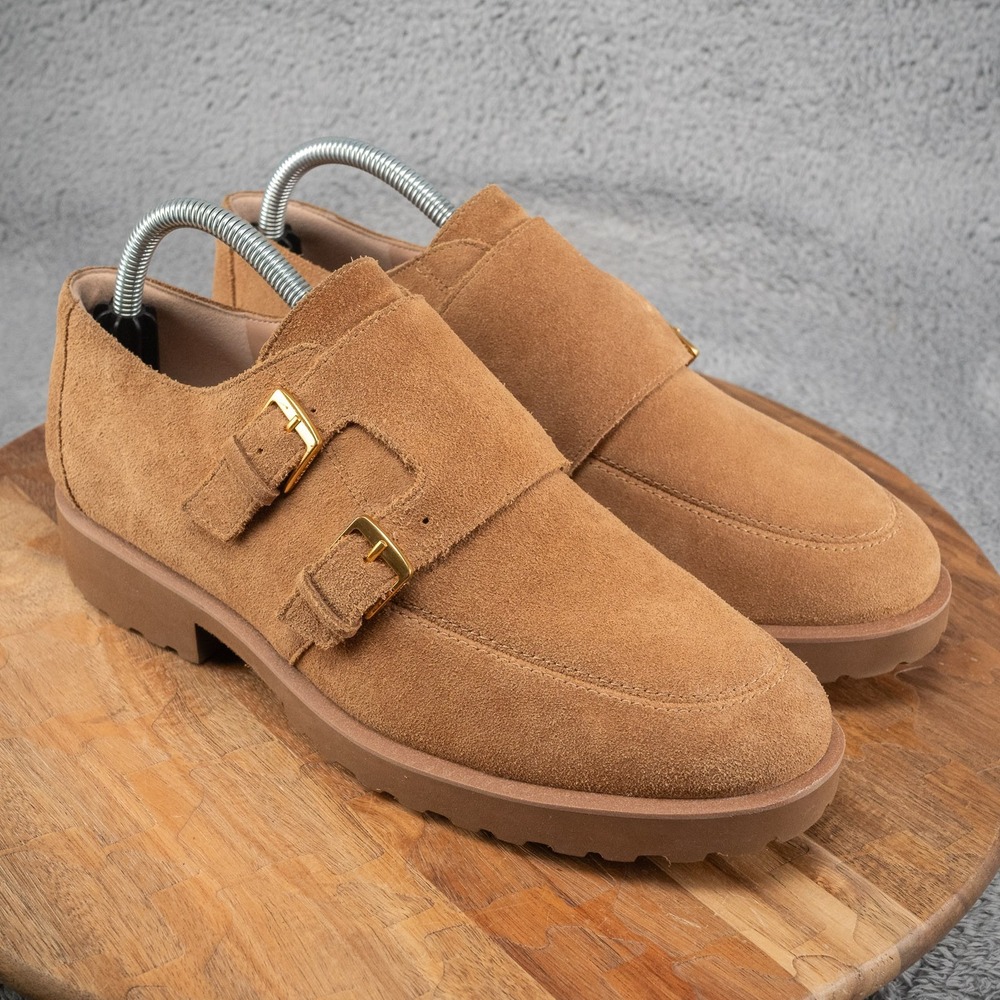 Cole Haan Loafers Womens 10B Greenwich Monk Strap Toffee Suede Leather W29160
